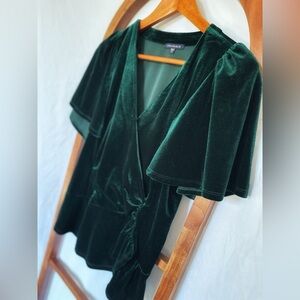 Size M, Skies Are Blue Flutter Sleeve Velvet Top